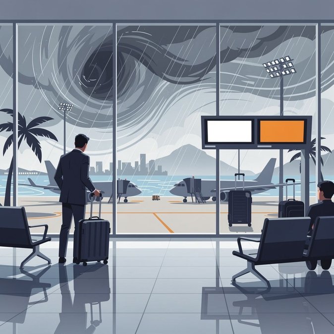 Le super typhon Bavi provoque l'annulation de nombreux vols à l'aéroport international de Hong Kong