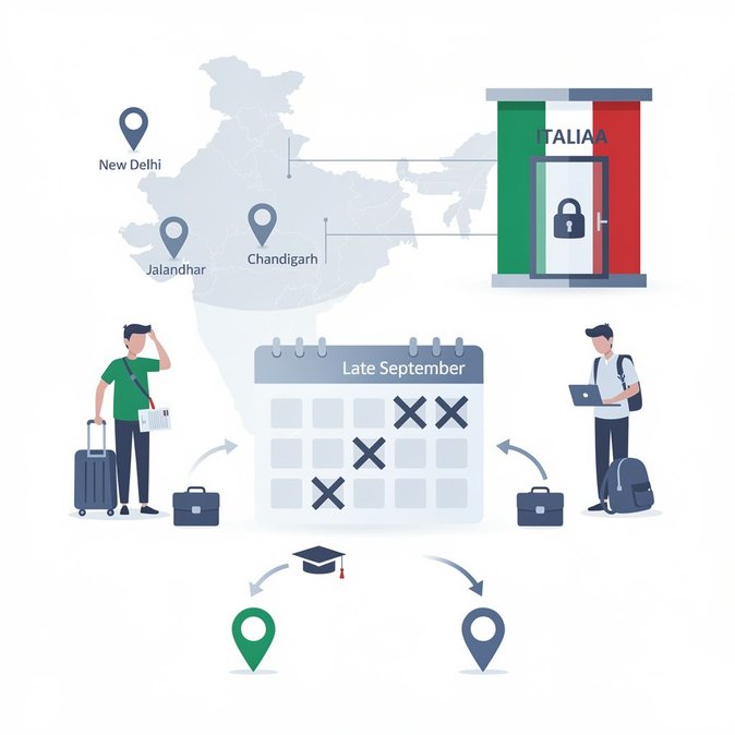 Los Centros VFS de Italia en el norte de India suspenderán la recepción de visas el 25, 28 y 29 de septiembre