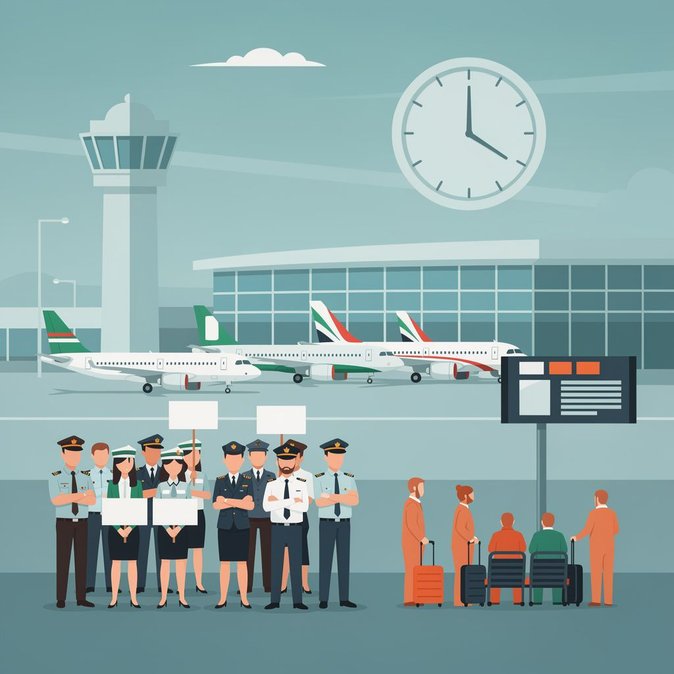 طاقم الطيران وموظفو الأرض في شركة ITA Airways يشاركون في إضراب عمالي لمدة 24 ساعة