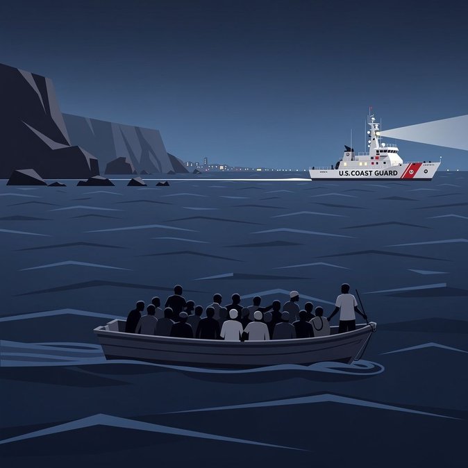 La Garde côtière intercepte un bateau de migrants au large des falaises de Sunset à San Diego