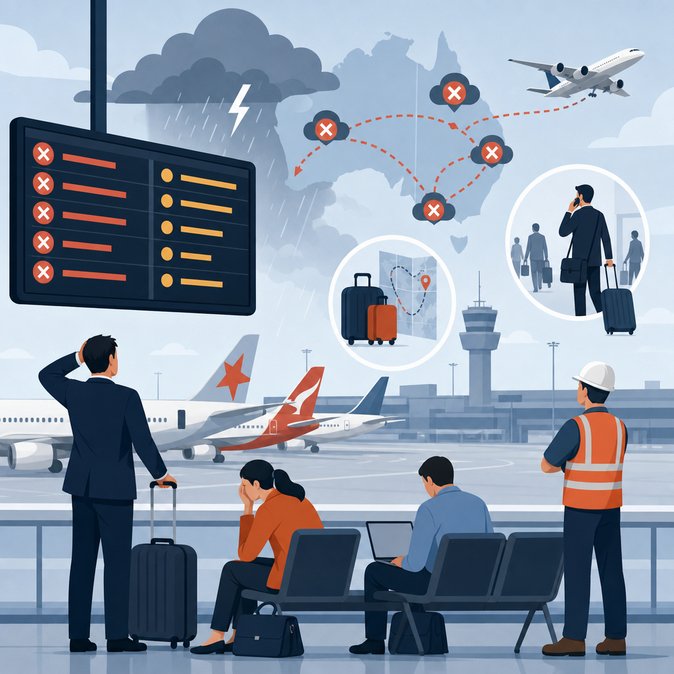 Air-travel meltdown strands thousands as Jetstar and Qantas log 11 cancellations and 302 severe delays nationwide