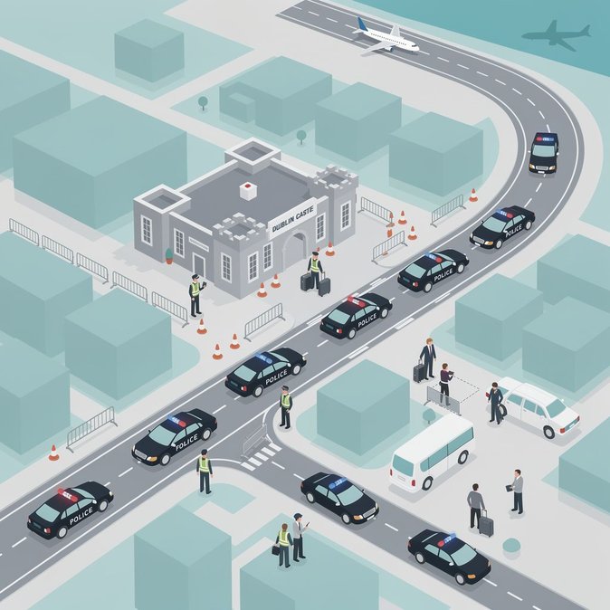 Security operation for EU Cohesion Ministers triggers rolling road-blocks and drone bans around Dublin Airport