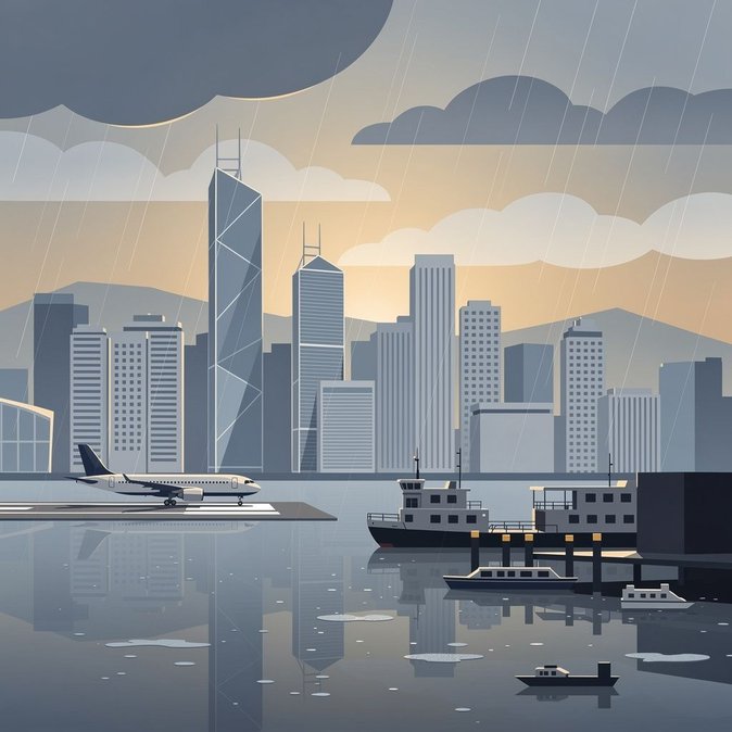 Amber rainstorm warning disrupts flights and commutes in Hong Kong
