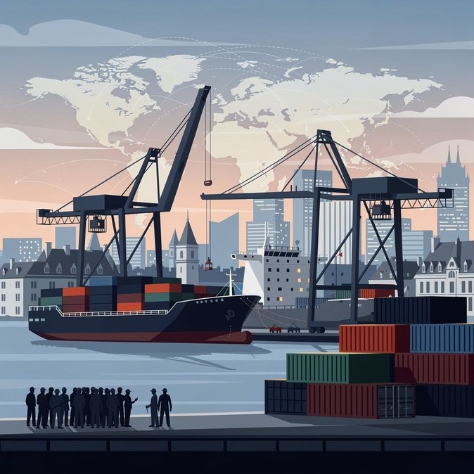 Franse havenarbeiders sluiten zich aan bij wereldwijde 24-uursstaking, waardoor vrachtverkeer in grote havens tot stilstand komt