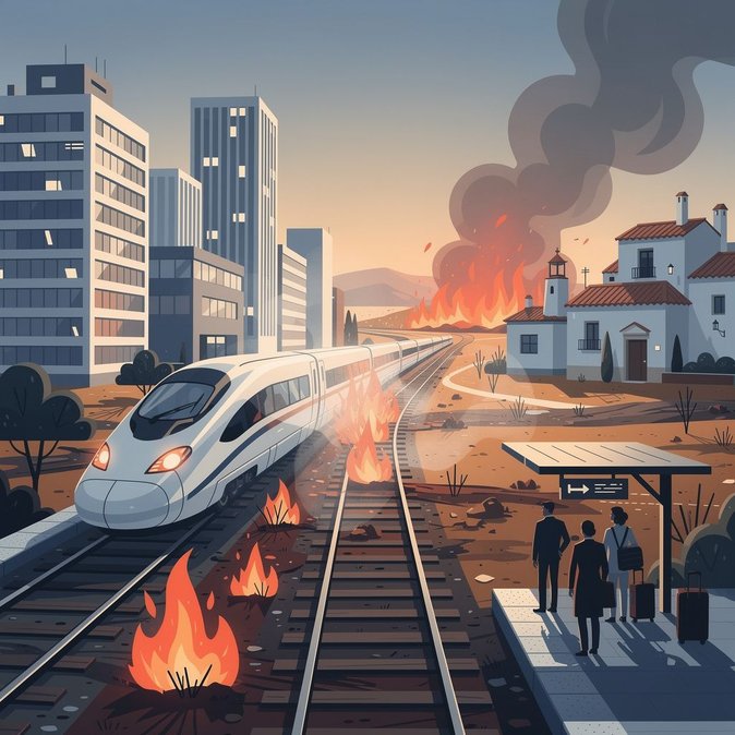 High-speed rail between Madrid and Andalusia halted after Córdoba trackside fire