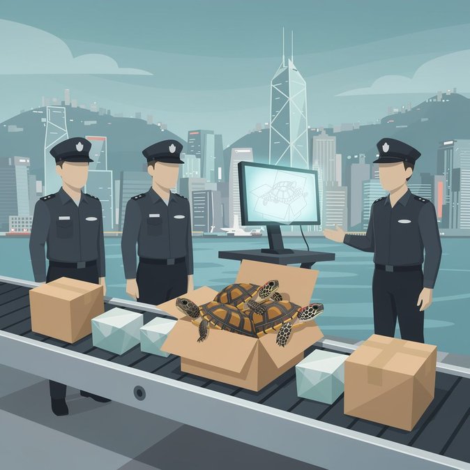 Aduanas intercepta paquete con tortugas vivas en peligro de extinción en el Aeropuerto de Hong Kong