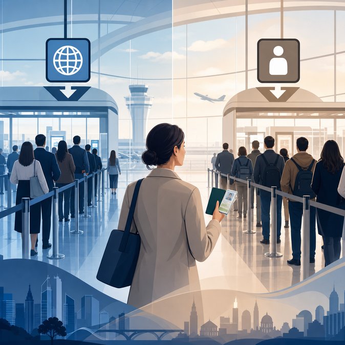 French residency-card holders report inconsistent passport-queue rules at airports