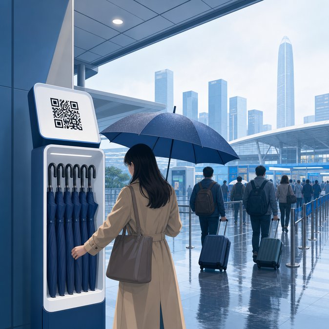 Shenzhen land ports add free umbrella-sharing scheme to raise passenger comfort amid summer rains