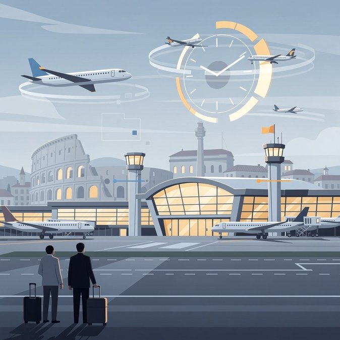 Medidas de control de flujo en Roma Fiumicino provocan retrasos máximos de 46 minutos
