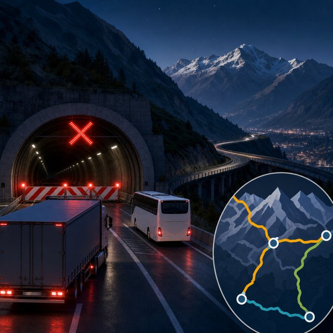 Mont Blanc Tunnel to close nightly 18–22 May for works, rerouting Swiss freight flows