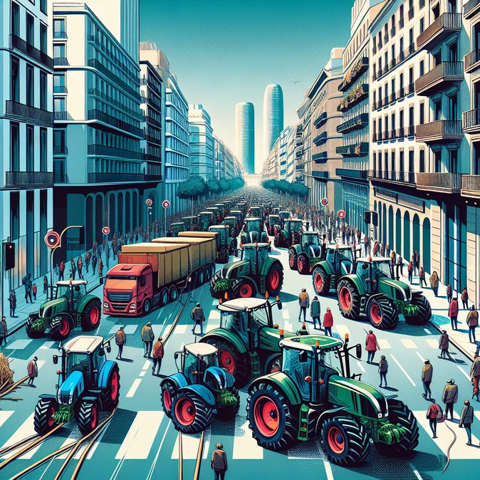 Barcelona tractor demonstration snarls traffic as farmers protest EU-Mercosur deal