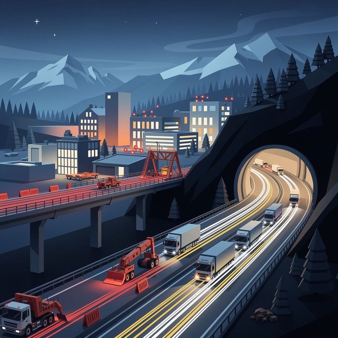 Fermetures nocturnes de l’A13 : le trafic poids lourd et automobile dévié vers le corridor du Gothard