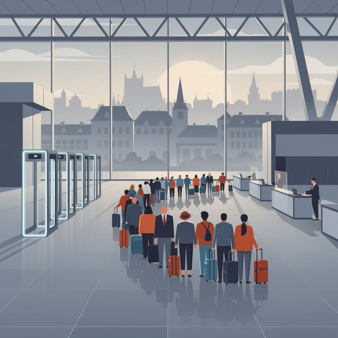 Viajeros reportan colas persistentes de 90 minutos en el aeropuerto de Praga mientras se implementa el sistema de entrada y salida de la UE