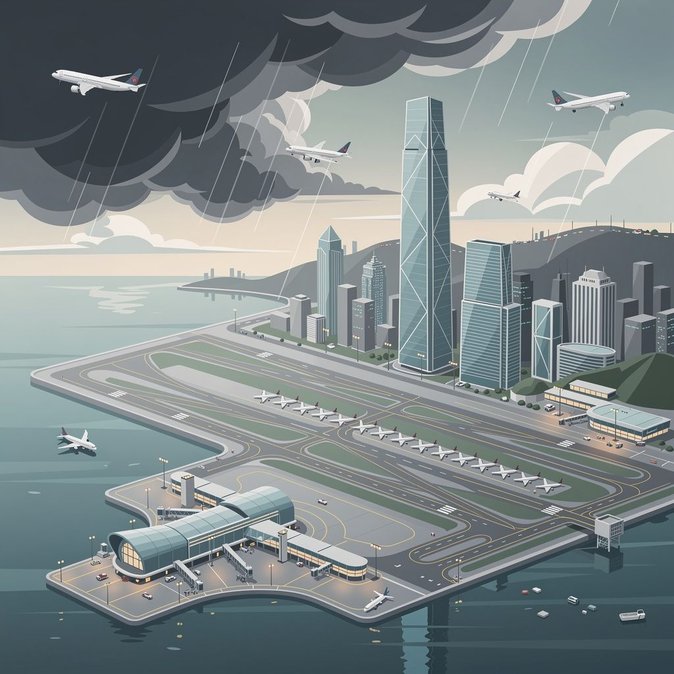 Mauvais temps : un NOTAM de régulation du trafic aérien imposé ; les départs du Japon et de la Corée vers Hong Kong limités