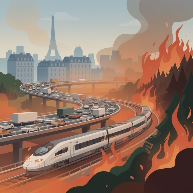 Incendio en Fontainebleau cierra la autopista A6 y la línea TGV París-Lyon, dejando atrapados a los viajeros de vacaciones