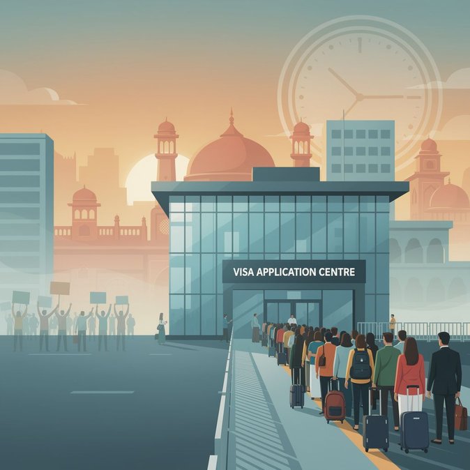 VFS Global Kekal Buka Pusat Visa Delhi, Tawar Slot Fleksibel Tengah Protes Besar-Besaran di Bandar
