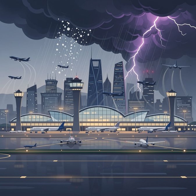 عواصف رعدية شديدة تتسبب في تأخيرات جماعية للرحلات في مطاري بكين وتيانجين