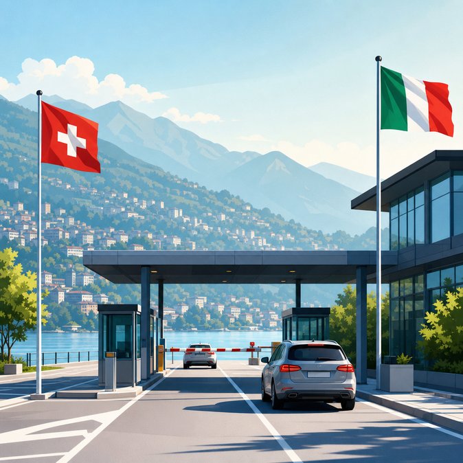 Live border-wait dashboard shows smooth crossings at Ponte Tresa on 25 May 2026