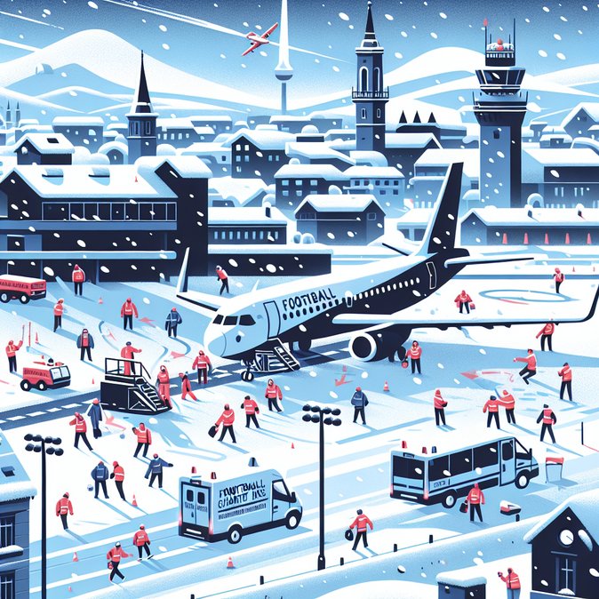 Charter flight with Valladolid football fans lands safely in snow-covered Villanubla