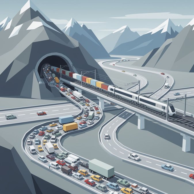 Colas de 20 km en el túnel de Gotardo mientras comienza la salida de vacaciones en Suiza