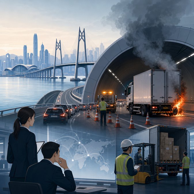 Un incendie de véhicule ferme brièvement le tunnel du pont Hong Kong–Zhuhai–Macau, provoquant d’importants embouteillages transfrontaliers