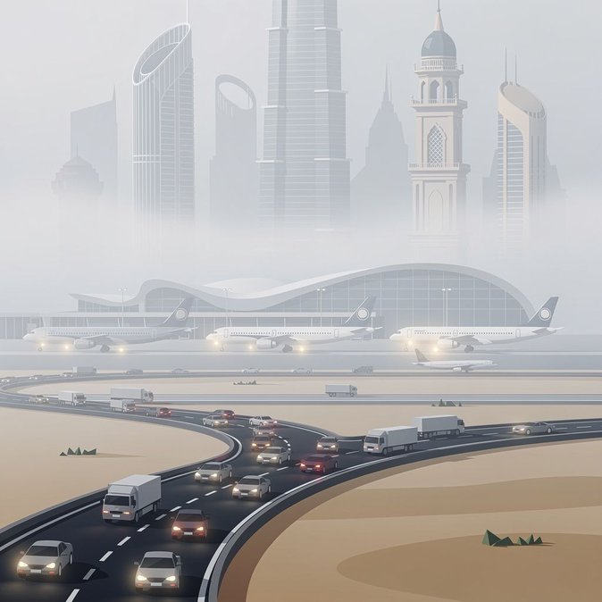 Alerte rouge : Brouillard et poussière risquent de perturber les vols et la circulation routière aux Émirats arabes unis aujourd’hui