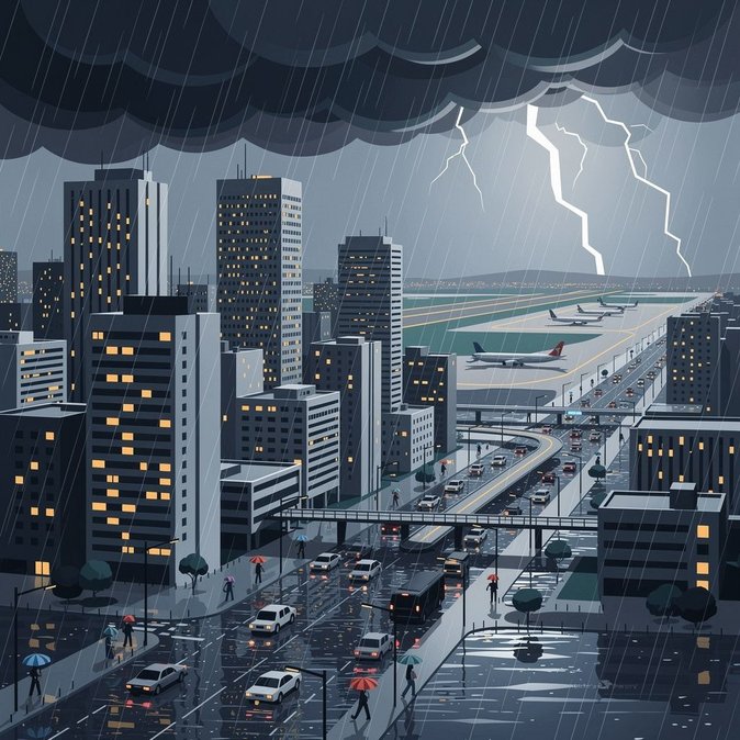 圣保罗暴风雨导致航班取消，城市交通陷入混乱