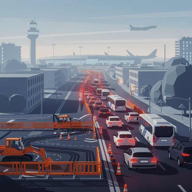 La reconstrucción del cruce Aviatická provoca retrasos en hora punta hacia el aeropuerto de Praga