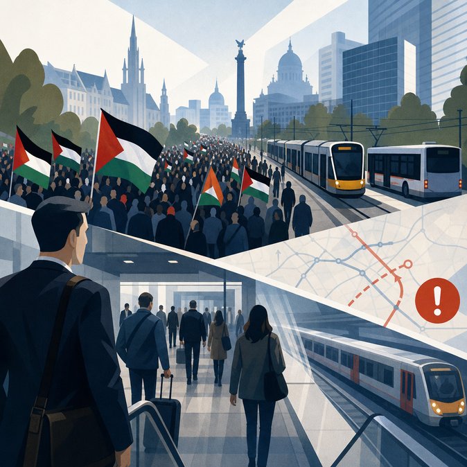 Gaza solidarity march clogs Brussels city centre, forcing detours and delaying rail traffic