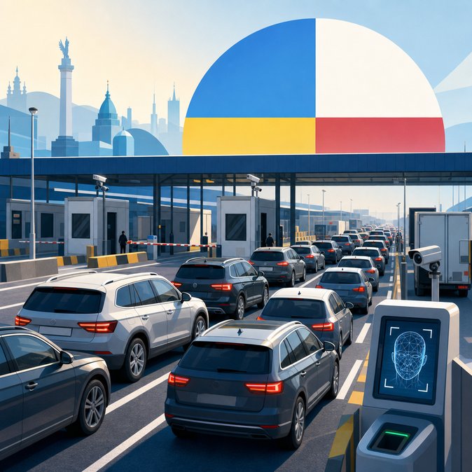 Long vehicle queues at Polish–Ukrainian border as holiday traffic peaks