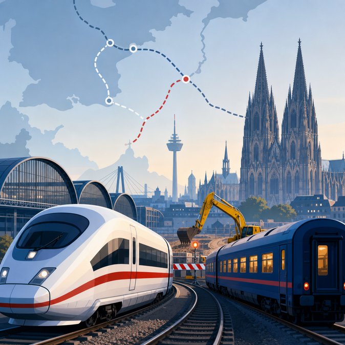Engineering works in Germany trigger two-week diversions and longer journey times for Brussels–Cologne ICE & Nightjet services