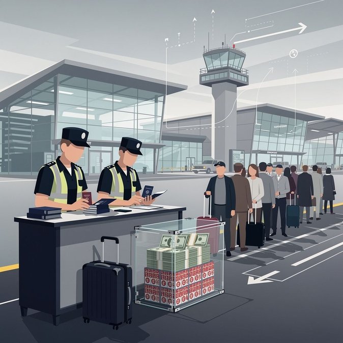 La Policía de Essex y la Fuerza Fronteriza incautan 100,000 libras en efectivo y 80,000 cigarrillos en operativo contra el contrabando en Stansted