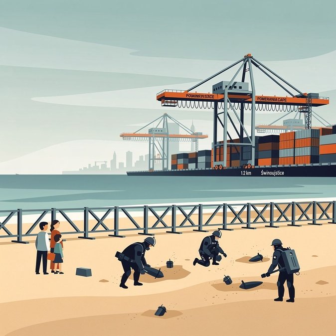 Świnoujście clôture une partie de la plage pour le déminage avant l'ouverture d'un nouveau terminal à conteneurs