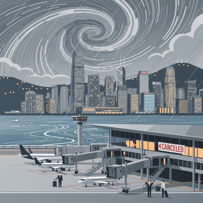 El supertifón Bavi cancela decenas de vuelos en el Aeropuerto Internacional de Hong Kong