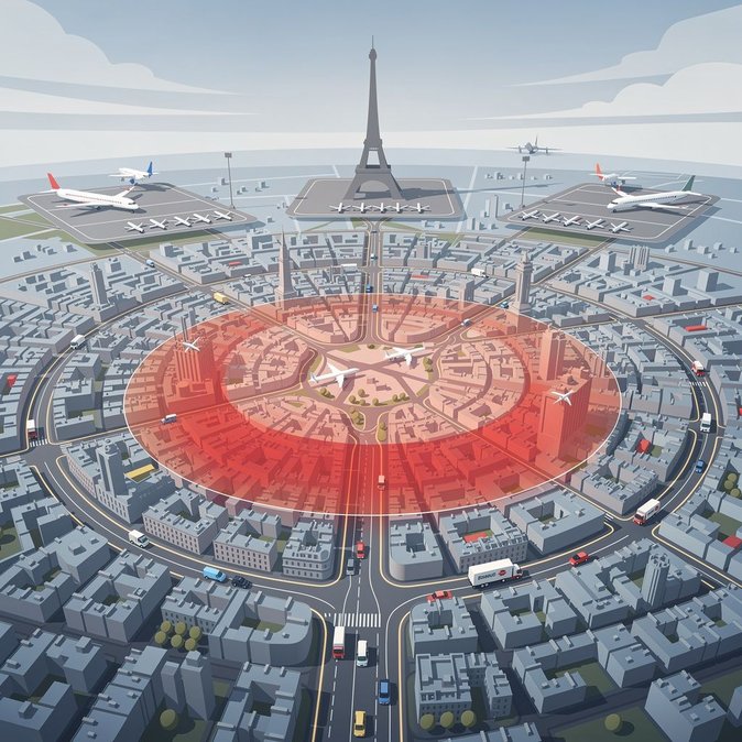 Zona de exclusión aérea y prohibiciones de circulación en el centro de París por operación de seguridad los días 25 y 26 de julio