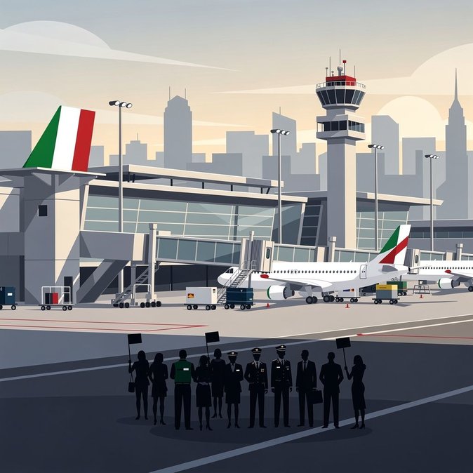 طاقم الطيران وموظفو الأرض في شركة ITA Airways يشاركون في إضراب عمالي لمدة 24 ساعة