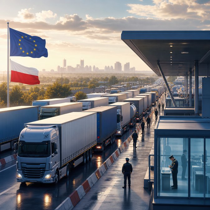Live border data show 16-hour truck delays at Shehyni–Medyka crossing on 17 May, straining Polish-Ukrainian supply chains