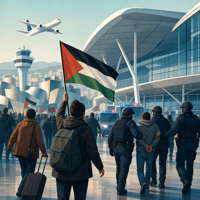 Clashes at Bilbao Airport as Gaza flotilla activists return to Spain