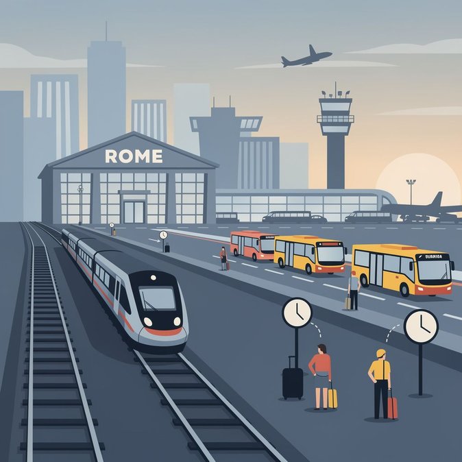 Servicio de autobús sustituto para el Leonardo Express debido a una interrupción en el enlace ferroviario al aeropuerto Roma-Fiumicino