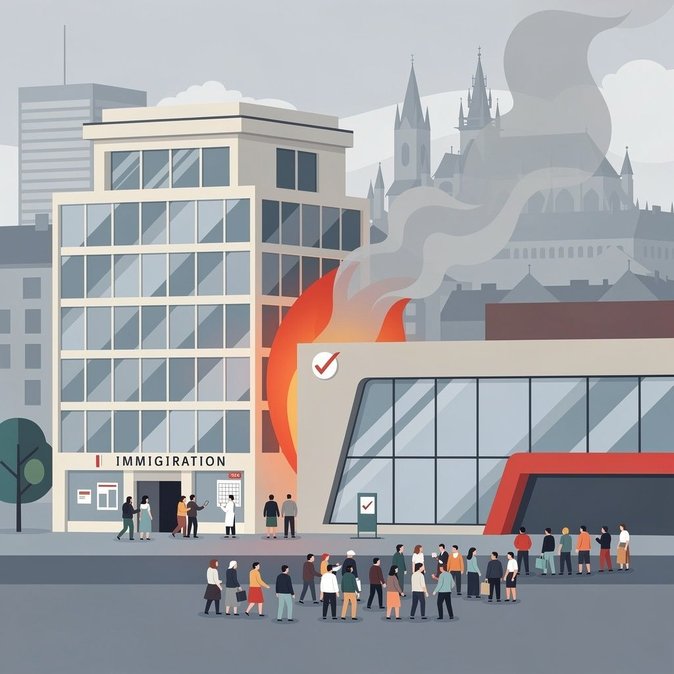 Incendie ce week-end près de la Direction de la Migration à Prague : évacuation ordonnée et questions sur la sécurité soulevées