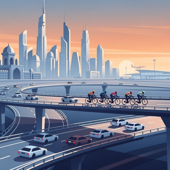 ドバイで「プラウド・オブ・UAE」サイクリングレースに伴う早朝の道路閉鎖