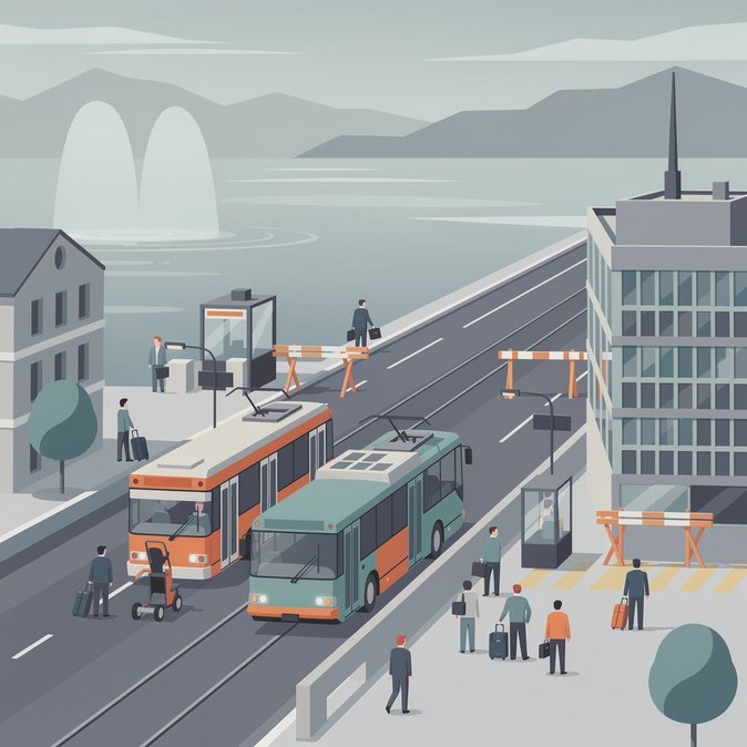 Geneva public transport cuts services as only seven border posts stay open during G7 summit in neighbouring Évian
