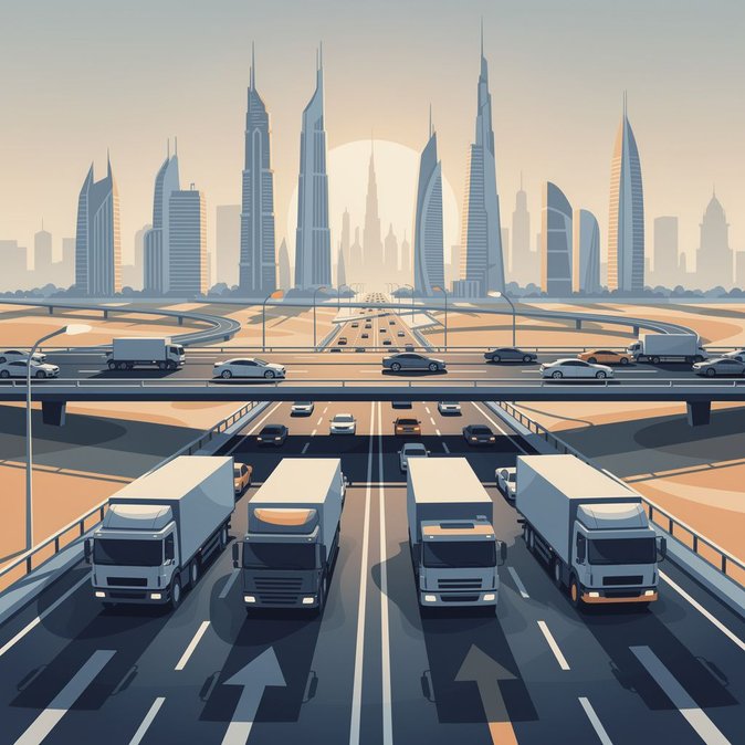 Dubaj wprowadza nowe ograniczenia dla ciężarówek w godzinach szczytu od 1 października, droga Emirates Road wyłączona z zakazu