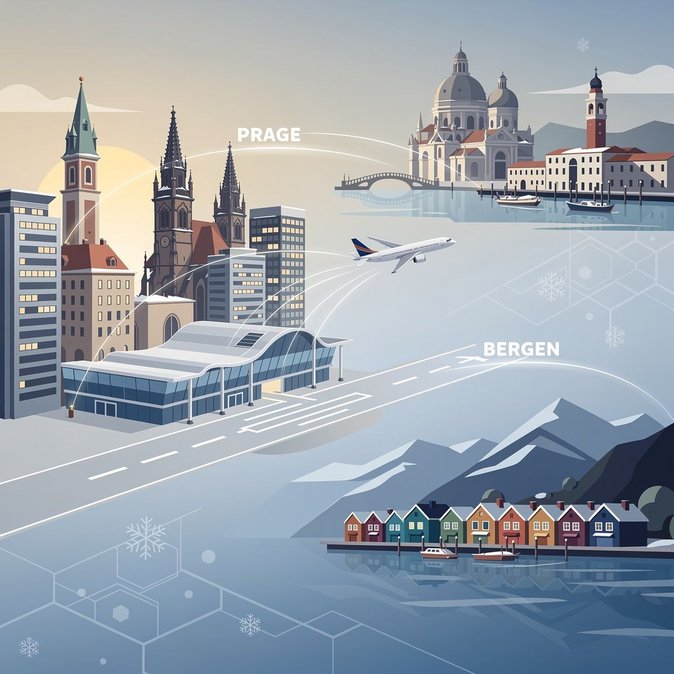 شركة سمارت وينجز تضيف رحلات بين براغ والبندقية وبراغ وبرغن في شتاء 2026/27، معززة روابط السفر التجاري في التشيك