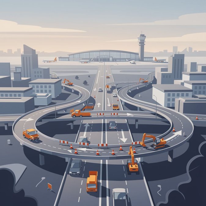 Début de la prochaine phase des travaux de l’échangeur Aviatická–Lipská, impactant l’accès à l’aéroport de Prague