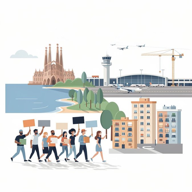 5 000 manifestants à Barcelone contre l’extension de l’aéroport, invoquant des préoccupations climatiques et de logement