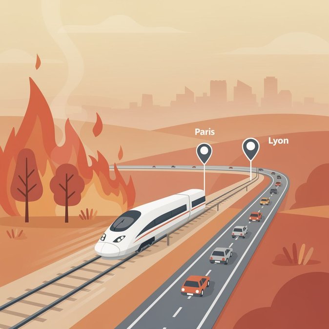 Ola de calor, incendios y agobio vacacional colapsan las redes ferroviarias y carreteras en Francia