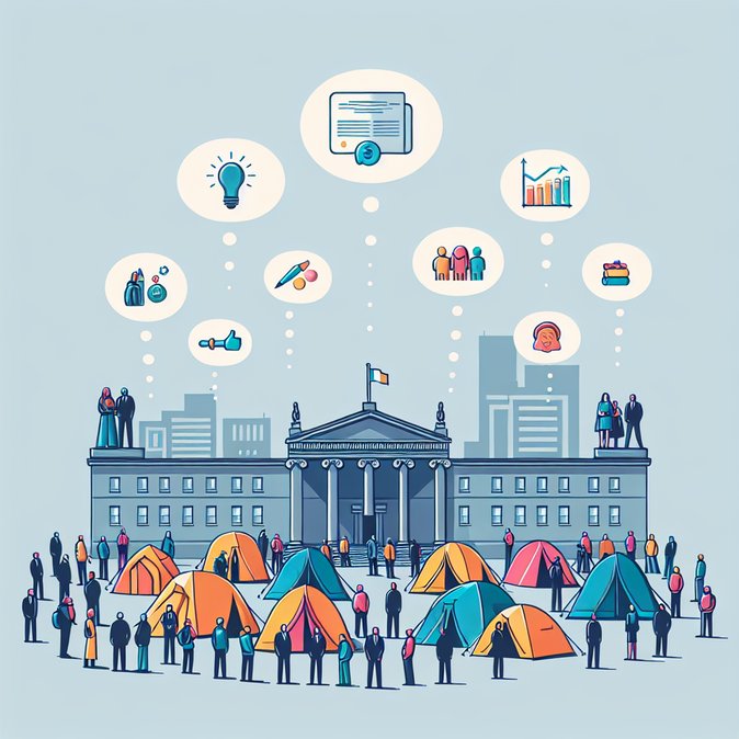 Asylum Seekers Pitch Tents at Dublin Department to Demand Regularisation