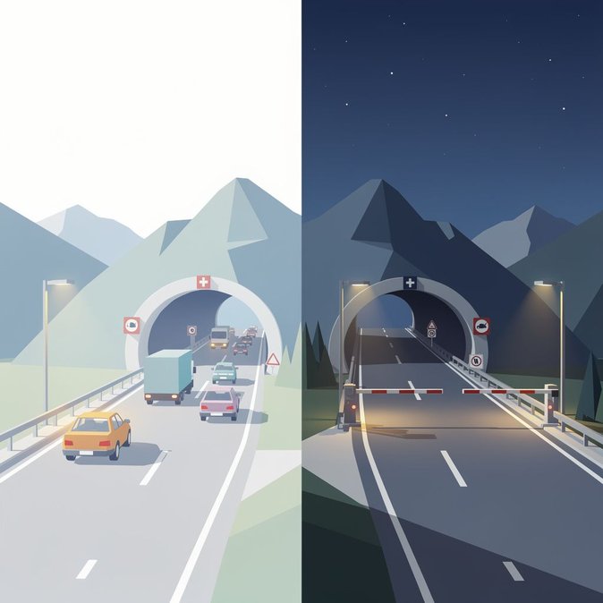 Gotthard road tunnel re-opens each morning after week-long night closures—next block starts 28 September