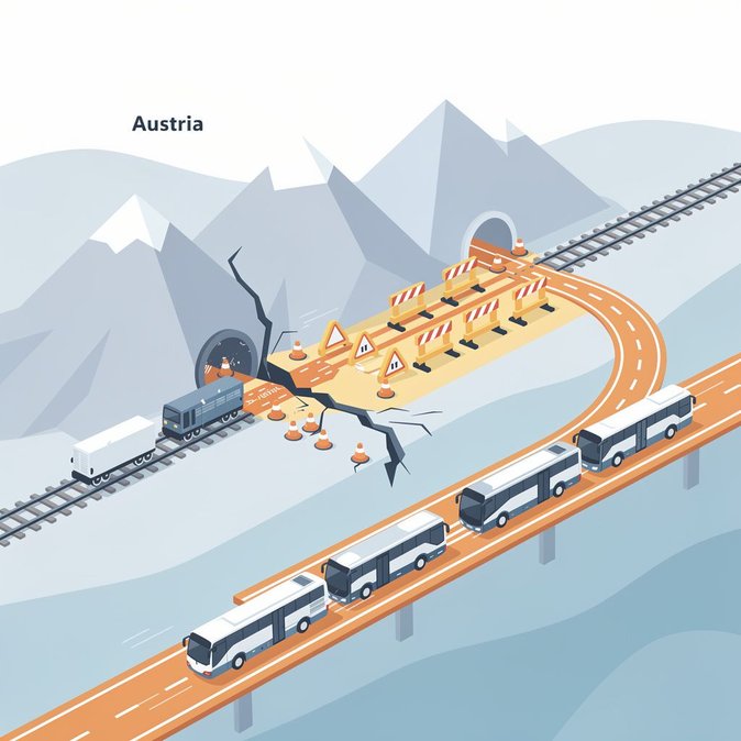 Austria–Italy rail link via Tarvisio remains closed; replacement buses extended to 20 September